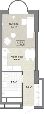 . Вариант № 2228049, 0, площадь - 25.2 квм, цена 10458000 рублей