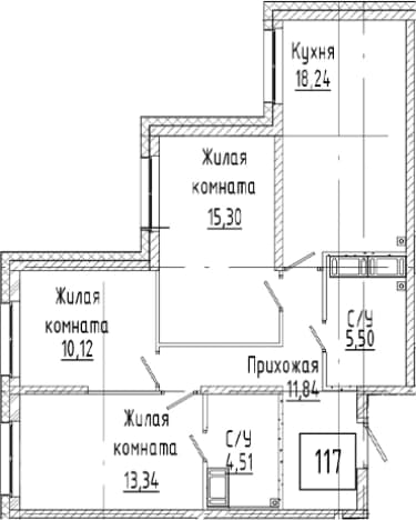 . Вариант № 2023435, 0, площадь - 78.85 квм, цена 18736000 рублей