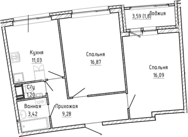 . Вариант № 2079578, 0, площадь - 57.89 квм, цена 12073465 рублей
