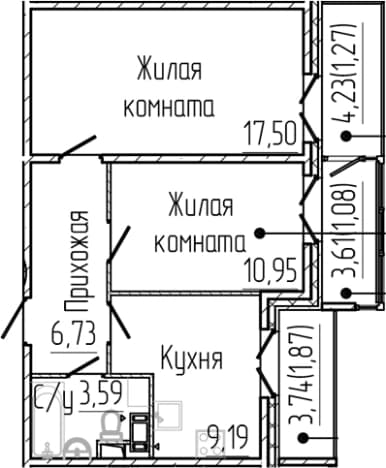 . Вариант № 1868404, 0, площадь - 47.96 квм, цена 10277315 рублей