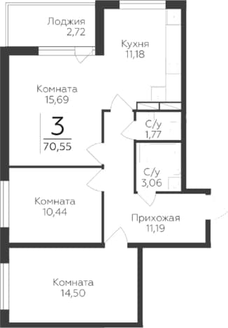. Вариант № 2224960, 0, площадь - 67.83 квм, цена 10225517 рублей