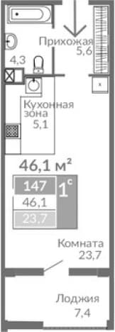 . Вариант № 2284191, 0, площадь - 38.7 квм, цена 11525000 рублей