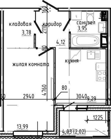 . Вариант № 2007322, 0, площадь - 35.13 квм, цена 7313200 рублей