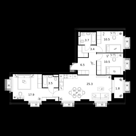. Вариант № 2118625, 0, площадь - 83.1 квм, цена 17775090 рублей