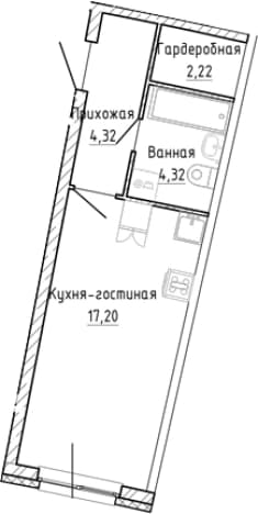 . Вариант № 2186666, 0, площадь - 28.06 квм, цена 5293977 рублей