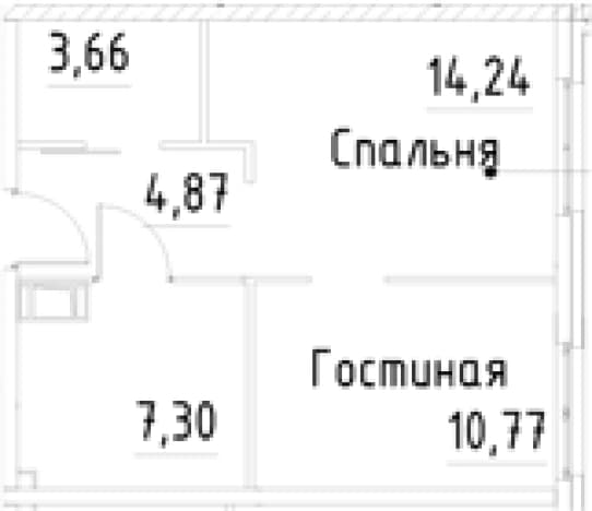 . Вариант № 1920529, 0, площадь - 40.84 квм, цена 9752322 рублей