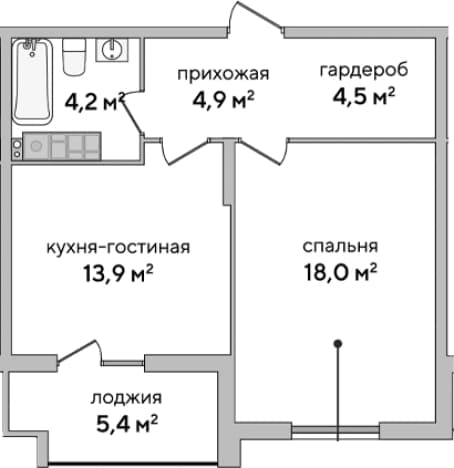 . Вариант № 2127031, 0, площадь - 45.5 квм, цена 15298198 рублей