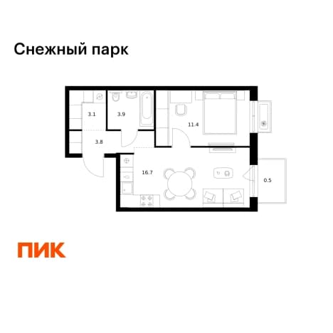 Купить квартиру в ЖК Снежный парк в Владивостоке. Вариант № 2272887, 1, площадь - квм, цена 7655420 рублей