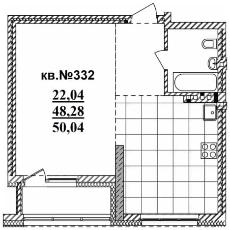 . Вариант № 2265415, 1, площадь - 53.2 квм, цена 9666250 рублей