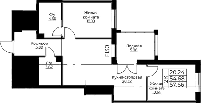 . Вариант № 1871583, 0, площадь - 54.68 квм, цена 11165282 рублей