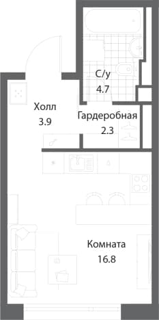 . Вариант № 2156930, 0, площадь - 27.7 квм, цена 18727994 рублей