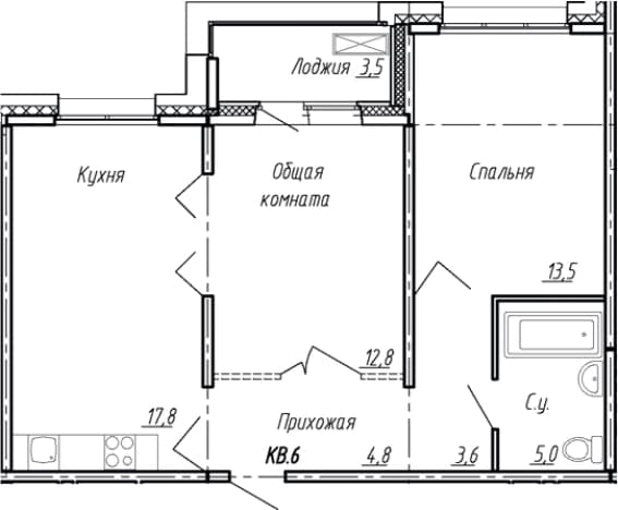 . Вариант № 1861494, 0, площадь - 57.5 квм, цена 11346000 рублей