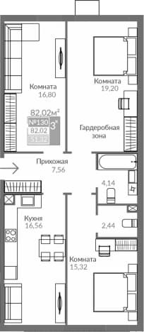 . Вариант № 2122502, 0, площадь - 82.02 квм, цена 12056940 рублей