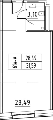 . Вариант № 468012, 0, площадь - 31.59 квм, цена 7897500 рублей