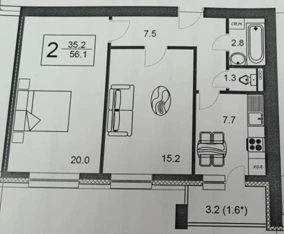 Купить двухкомнатную квартиру на улице Садовая в Владимире. Вариант № 2225682, 1, площадь - квм, цена 4300000 рублей