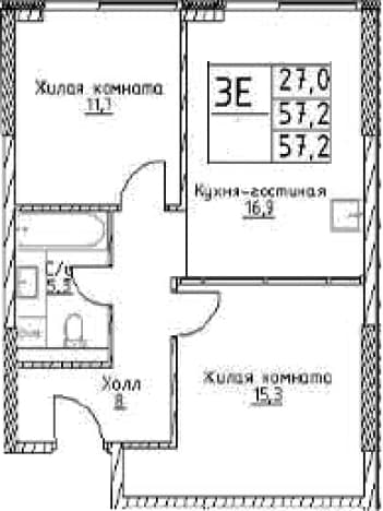 . Вариант № 598312, 0, площадь - 57.2 квм, цена 20248800 рублей