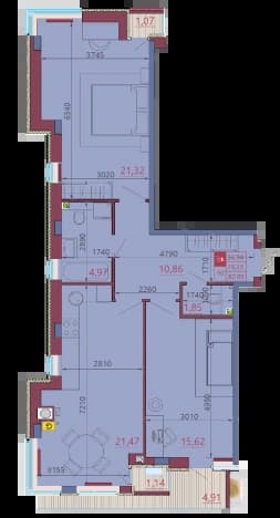 . Вариант № 2369909, 0, площадь - 77.6 квм, цена 8536000 рублей