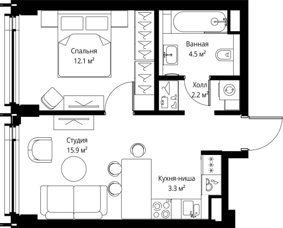 . Вариант № 1397028, 0, площадь - 38 квм, цена 29005400 рублей