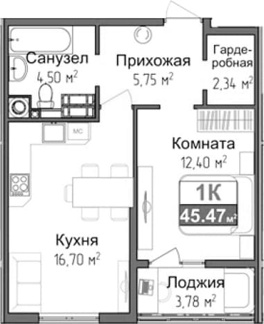. Вариант № 2150334, 0, площадь - 41.41 квм, цена 8935000 рублей