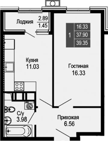 . Вариант № 2112310, 0, площадь - 37.9 квм, цена 11018000 рублей