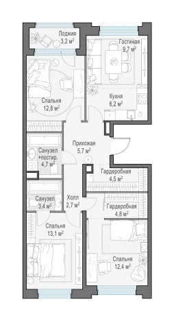 . Вариант № 885868, 0, площадь - 80 квм, цена 20890000 рублей