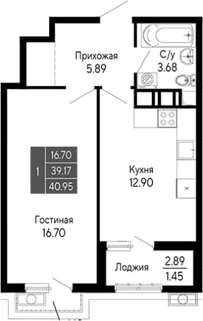 . Вариант № 2111869, 0, площадь - 39.17 квм, цена 9009000 рублей