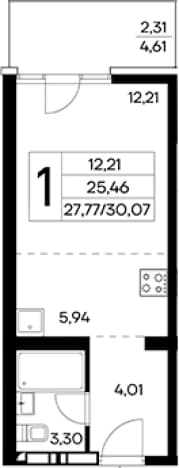 . Вариант № 2155090, 0, площадь - 27.76 квм, цена 10524500 рублей