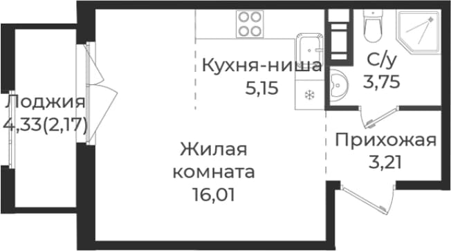 . Вариант № 1838844, 0, площадь - 28.12 квм, цена 5206851 рублей