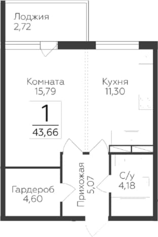 . Вариант № 2224958, 0, площадь - 40.94 квм, цена 6150384 рублей