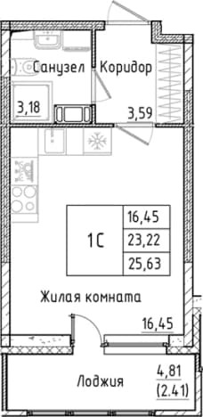 . Вариант № 1814263, 0, площадь - 23.22 квм, цена 5617454 рублей