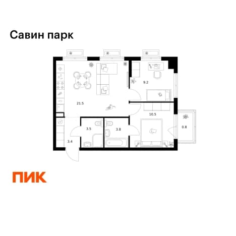 . Вариант № 2224075, 0, площадь - 52.7 квм, цена 8595370 рублей