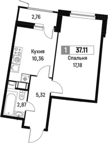 . Вариант № 1812813, 0, площадь - 35.73 квм, цена 7984907 рублей