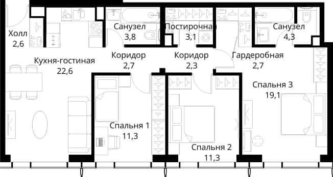 . Вариант № 2173447, 0, площадь - 85.8 квм, цена 40352770 рублей