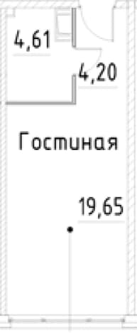 . Вариант № 1853373, 0, площадь - 28.46 квм, цена 7011755 рублей