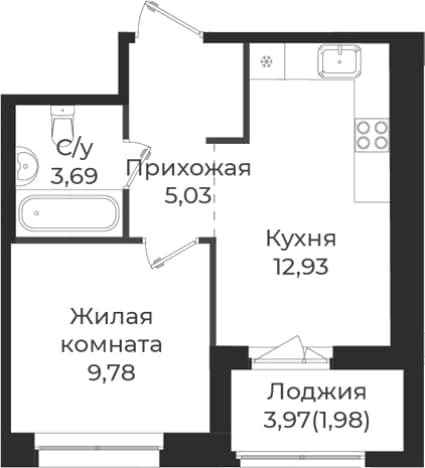 . Вариант № 1838646, 0, площадь - 31.43 квм, цена 5623905 рублей
