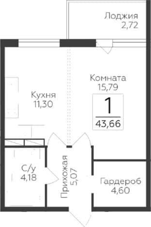 . Вариант № 1931803, 0, площадь - 40.94 квм, цена 6477834 рублей