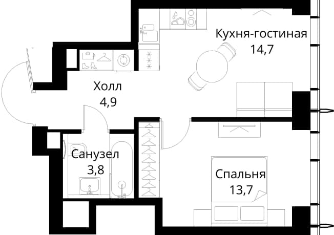 . Вариант № 2173534, 0, площадь - 37.1 квм, цена 20651418 рублей