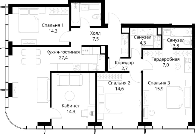 . Вариант № 2173502, 0, площадь - 116.3 квм, цена 48878215 рублей