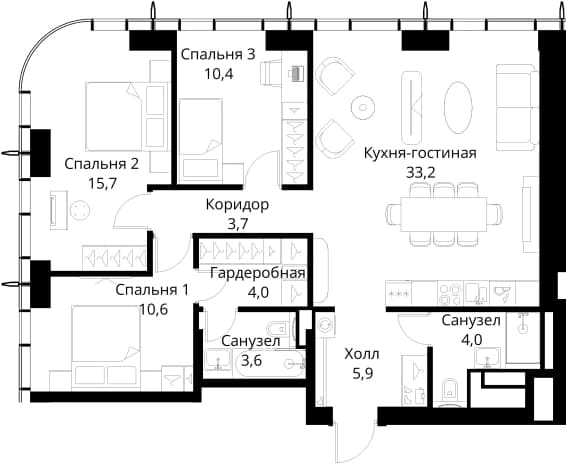 . Вариант № 2173494, 0, площадь - 91.1 квм, цена 34582198 рублей