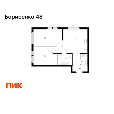 Купить двухкомнатную квартиру в новостройках в ЖК Борисенко 48 в Владивостоке. Вариант № 2019499, 1, площадь - квм, цена 10488400 рублей