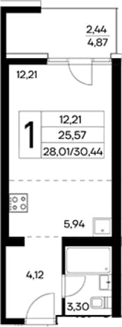 . Вариант № 2155081, 0, площадь - 28 квм, цена 10349600 рублей