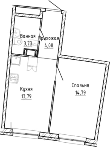 . Вариант № 1903142, 0, площадь - 36.39 квм, цена 7656565 рублей