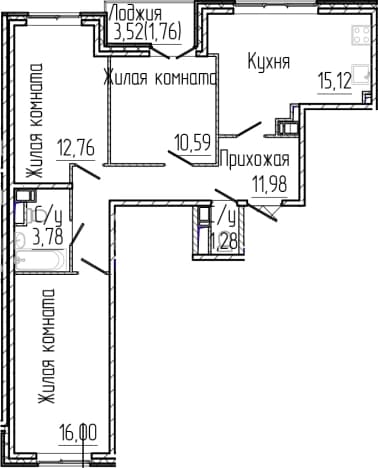 . Вариант № 1806150, 0, площадь - 71.51 квм, цена 14287650 рублей