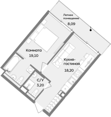 . Вариант № 2114732, 0, площадь - 40.5 квм, цена 18552785 рублей
