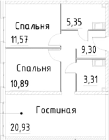 . Вариант № 1920268, 0, площадь - 61.35 квм, цена 14364734 рублей