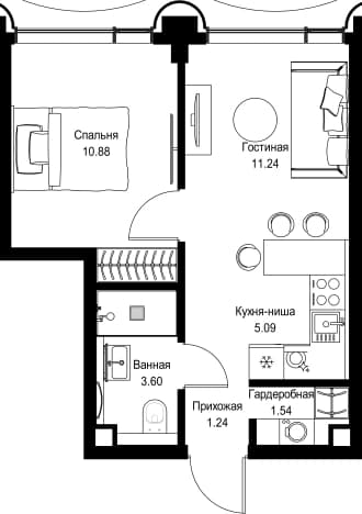 . Вариант № 2183416, 0, площадь - 33.59 квм, цена 28094676 рублей