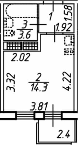 . Вариант № 2310977, 0, площадь - 20.9 квм, цена 5184000 рублей