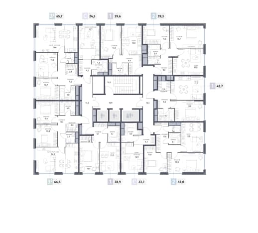 . Вариант № 2367489, 1, площадь - 43.7 квм, цена 21254748 рублей