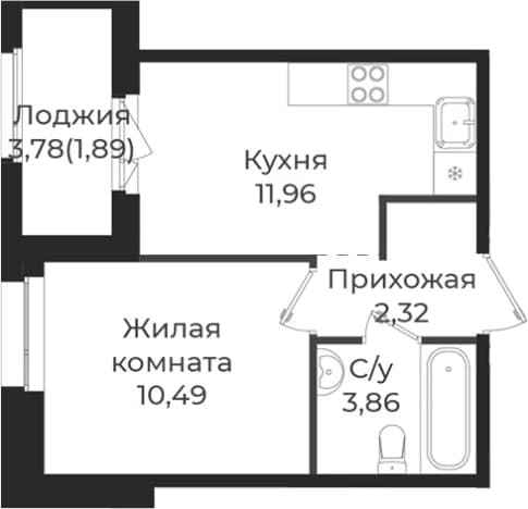 . Вариант № 2299297, 0, площадь - 28.63 квм, цена 5054112 рублей