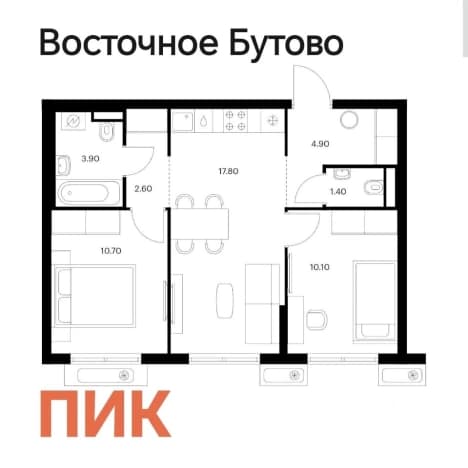 Купить двухкомнатную квартиру в районе Южное Бутово в Москве. Вариант № 2341649, 1, площадь - квм, цена 9990000 рублей